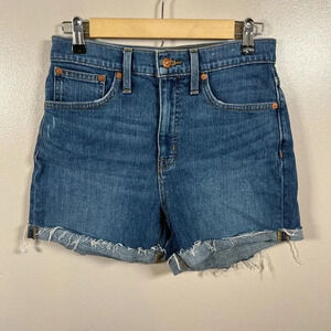 Madewell High-Rise Denim Jean Shorts Size 26 Malden Wash Cutoff Jort Blue